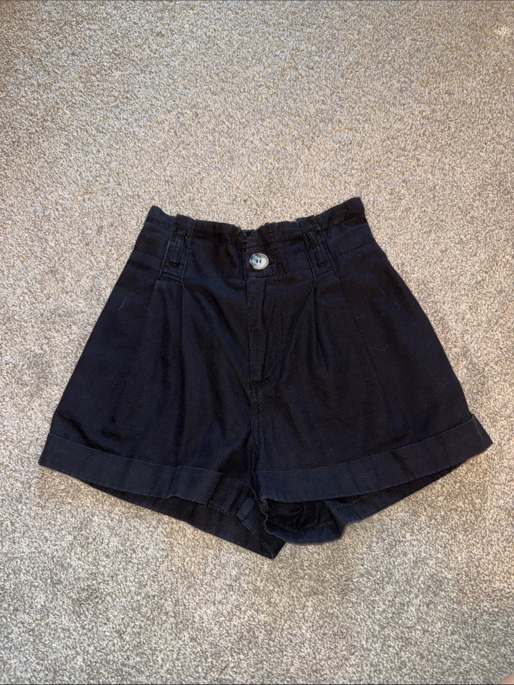 Good Luck Gem High-Waist Black Cuffed Women's Shorts